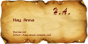 Hay Anna névjegykártya